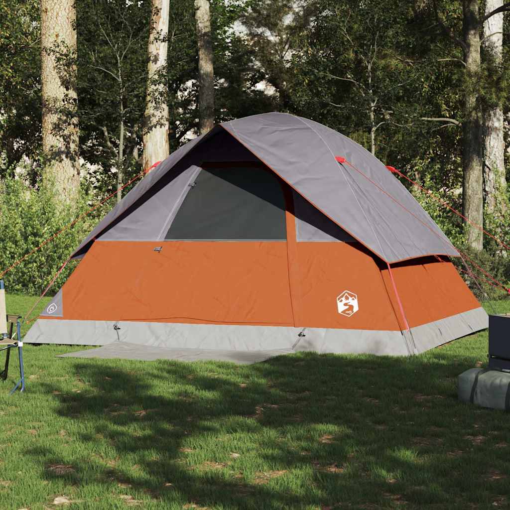 Tenda Familiare a Cupola 6 Persone Grigio e Arancione Impermeabile