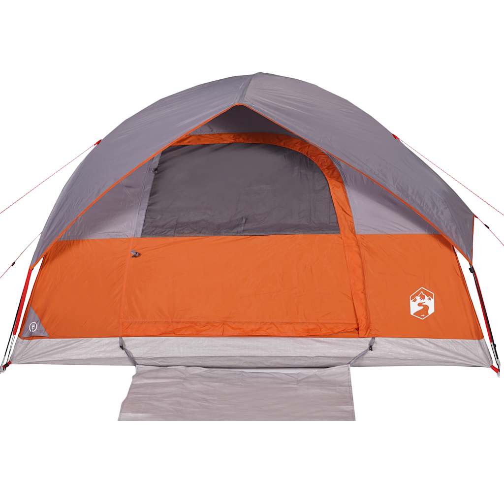 Tenda Familiare a Cupola 6 Persone Grigio e Arancione Impermeabile