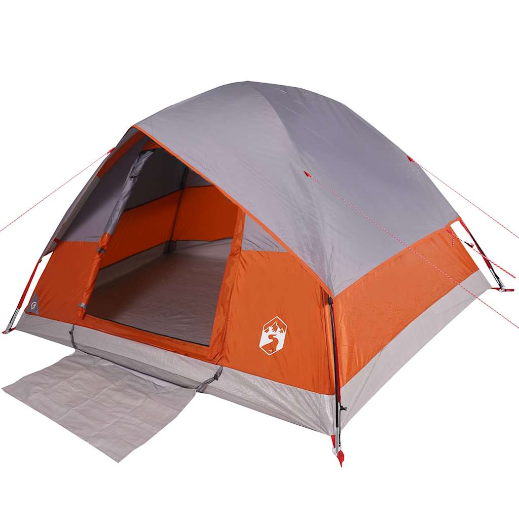 Tenda Familiare a Cupola 6 Persone Grigio e Arancione Impermeabile