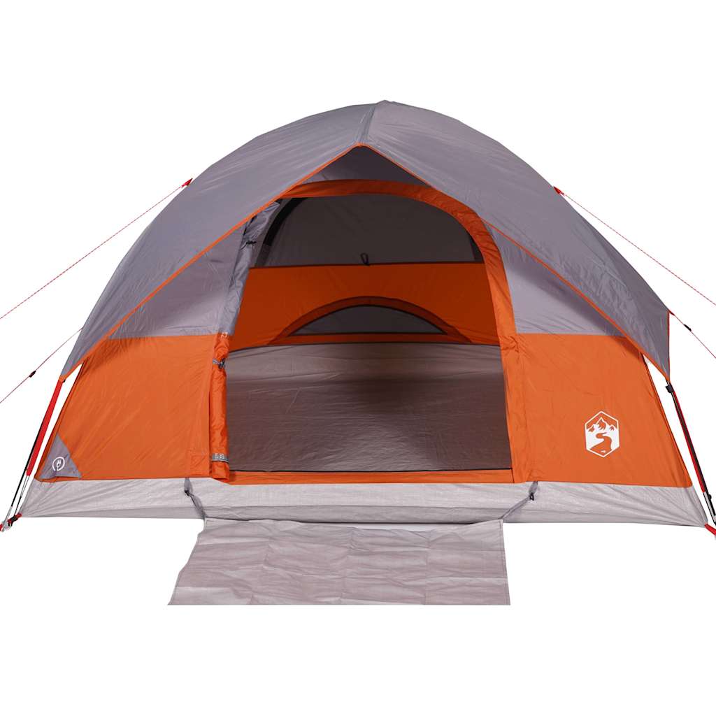 Tenda Familiare a Cupola 6 Persone Grigio e Arancione Impermeabile
