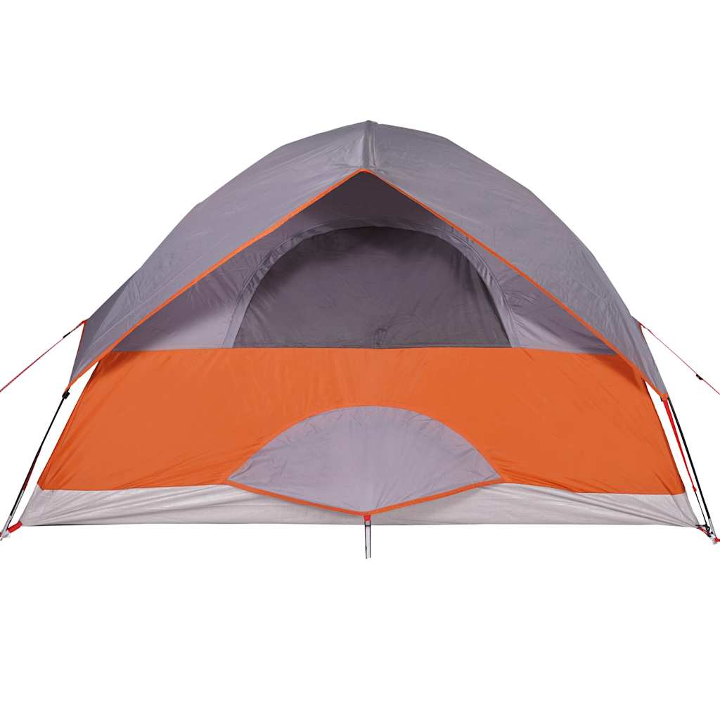 Tenda Familiare a Cupola 6 Persone Grigio e Arancione Impermeabile