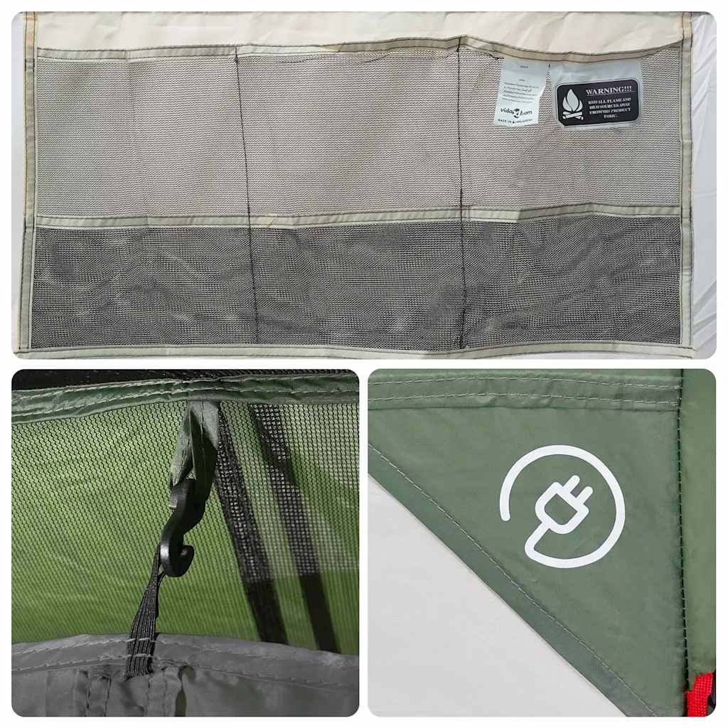 Tenda Familiare a Tunnel per 16 Persone Verde Impermeabile