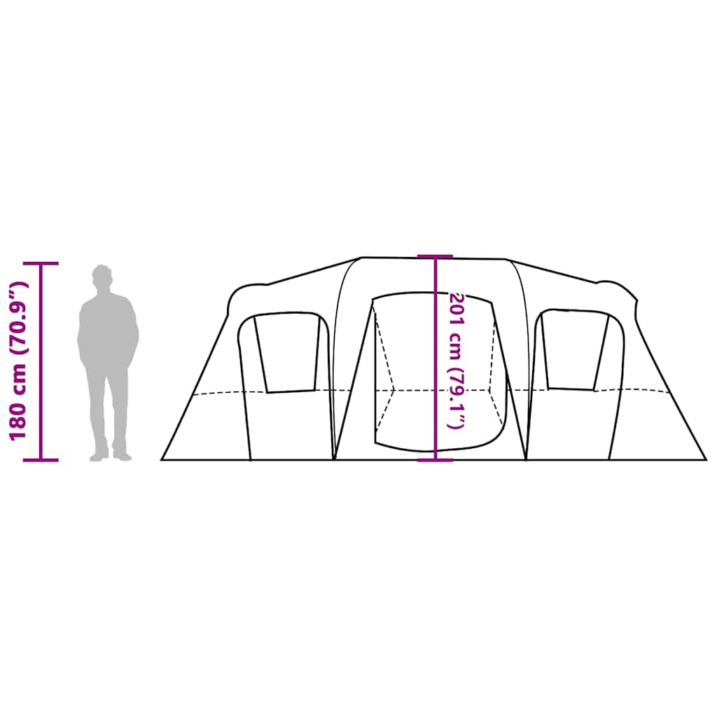 Tenda Familiare a Tunnel per 16 Persone Verde Impermeabile