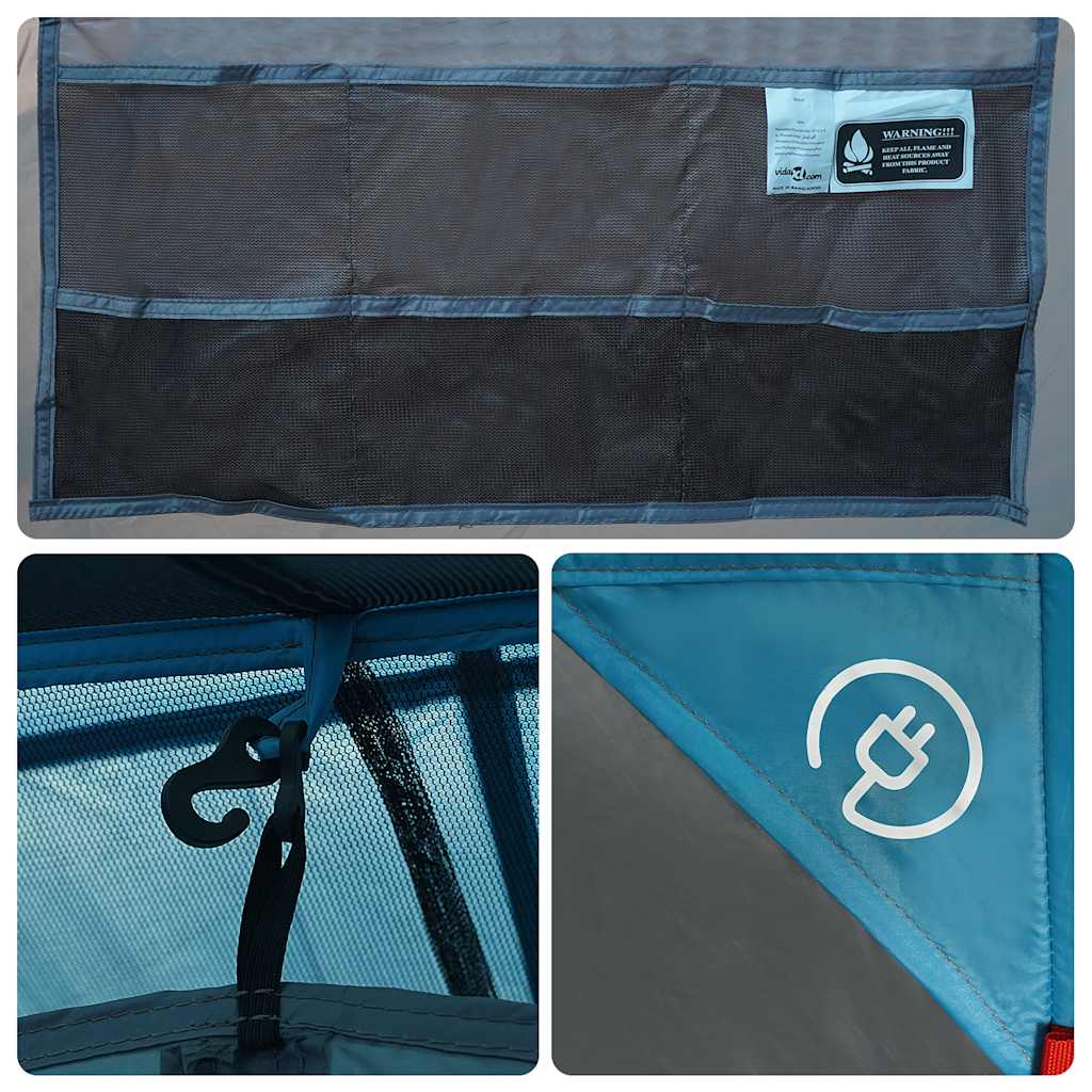 Tenda Familiare a Tunnel per 16 Persone Blu Impermeabile