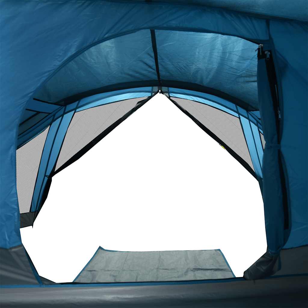 Tenda da Campeggio a Cabina per 4 Persone Blu Impermeabile