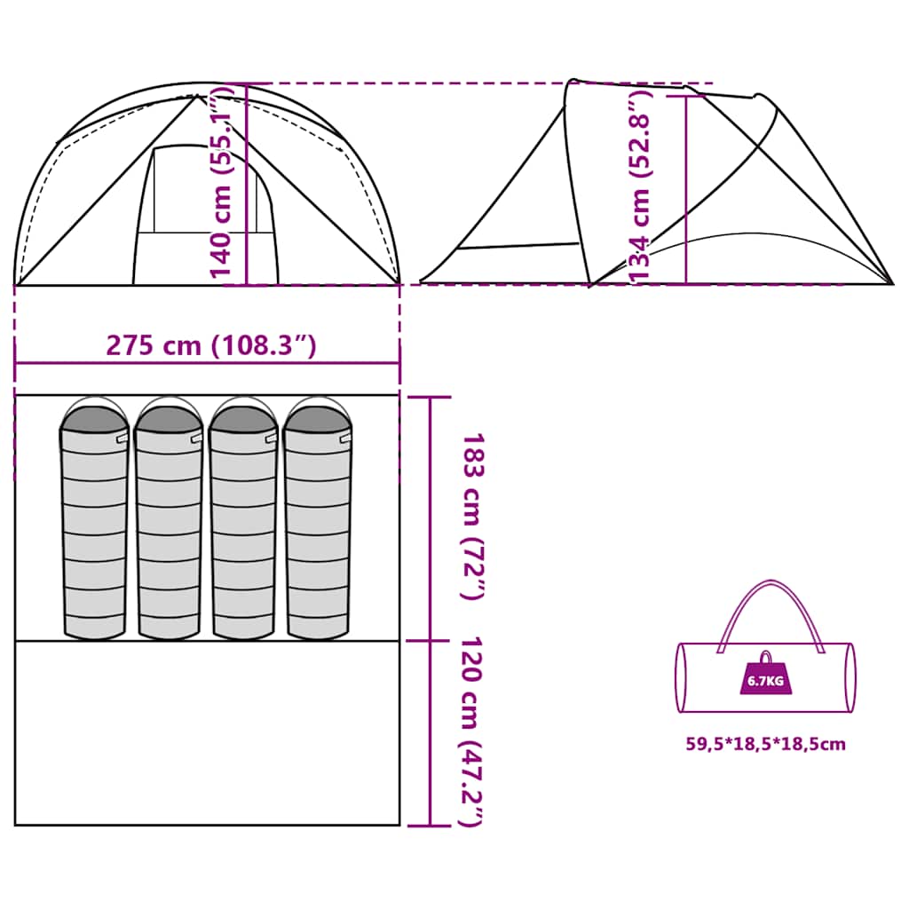 Tenda da Campeggio a Cabina 4 Persone Impermeabile
