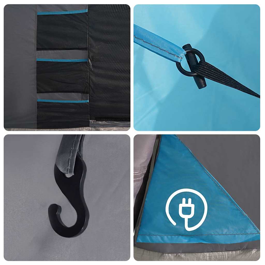 Tenda da Campeggio per 8 Persone Blu Impermeabile