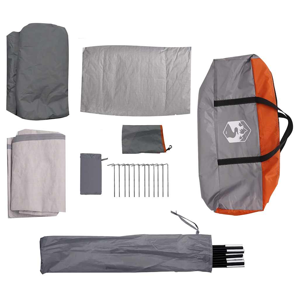 Tenda da Campeggio per 8 Persone Grigio e Arancione Impermeabile
