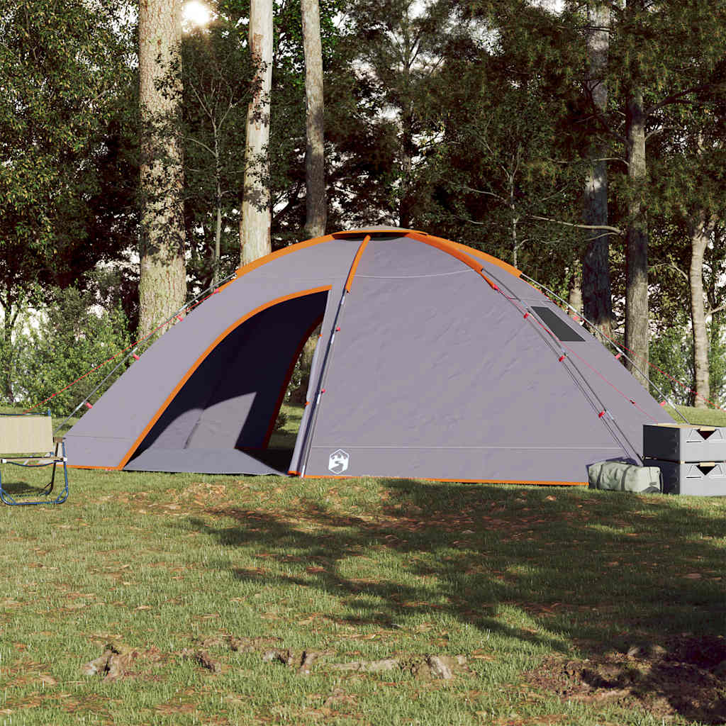 Tenda da Campeggio per 8 Persone Grigio e Arancione Impermeabile