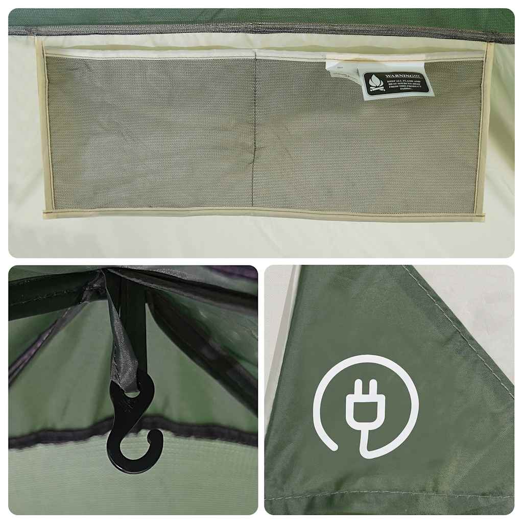 Tenda da Campeggio a Cupola per 4 Persone Verde Impermeabile