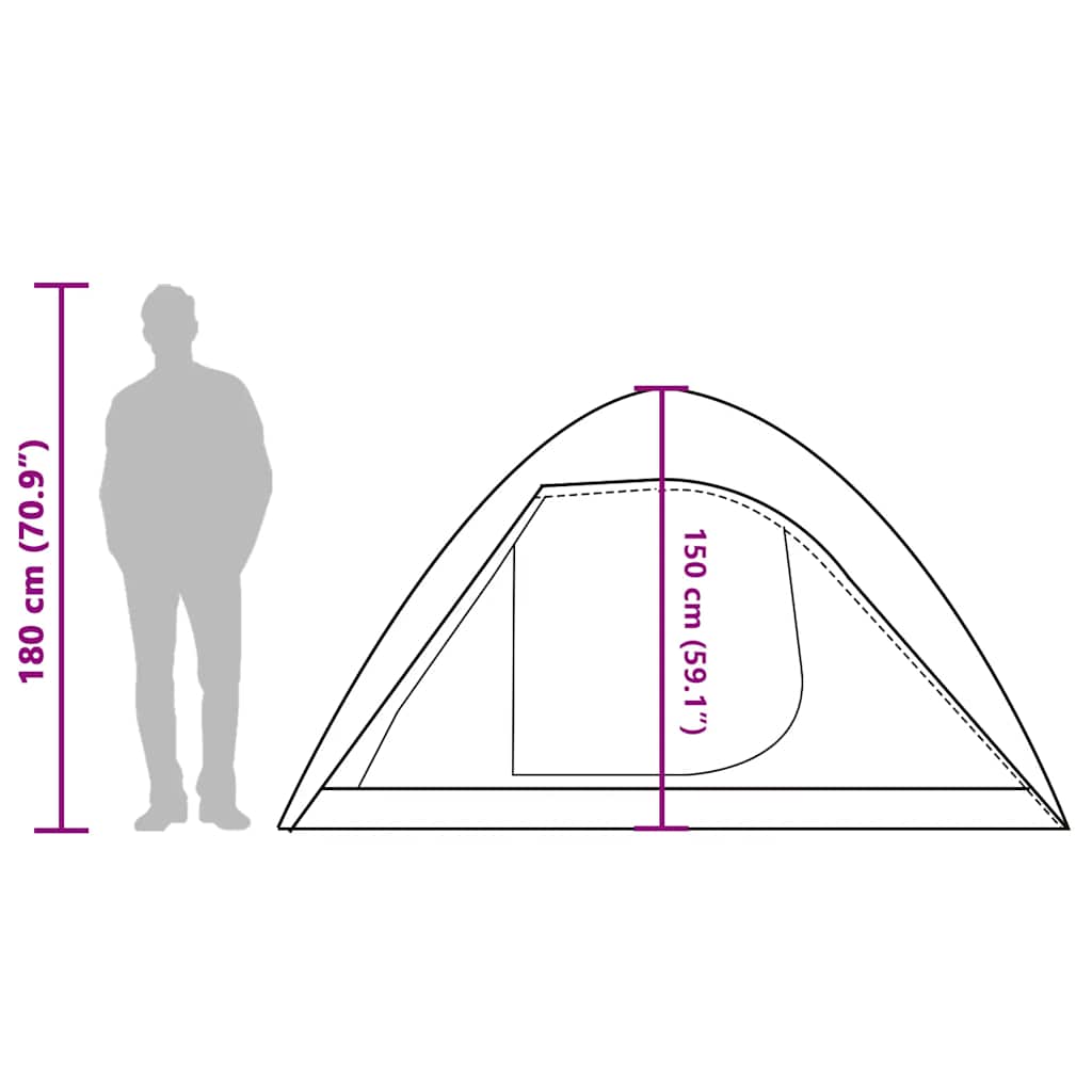 Tenda da Campeggio a Cupola per 4 Persone Verde Impermeabile