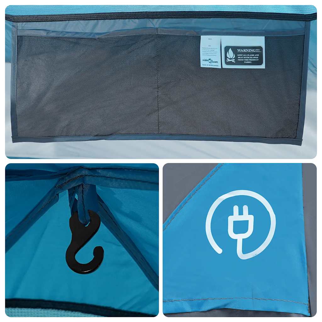 Tenda da Campeggio a Cupola per 4 Persone Blu Impermeabile