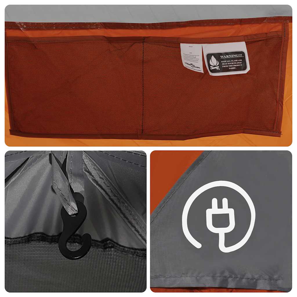 Tenda da Campeggio a Cupola 4 Persone Grigia Impermeabile