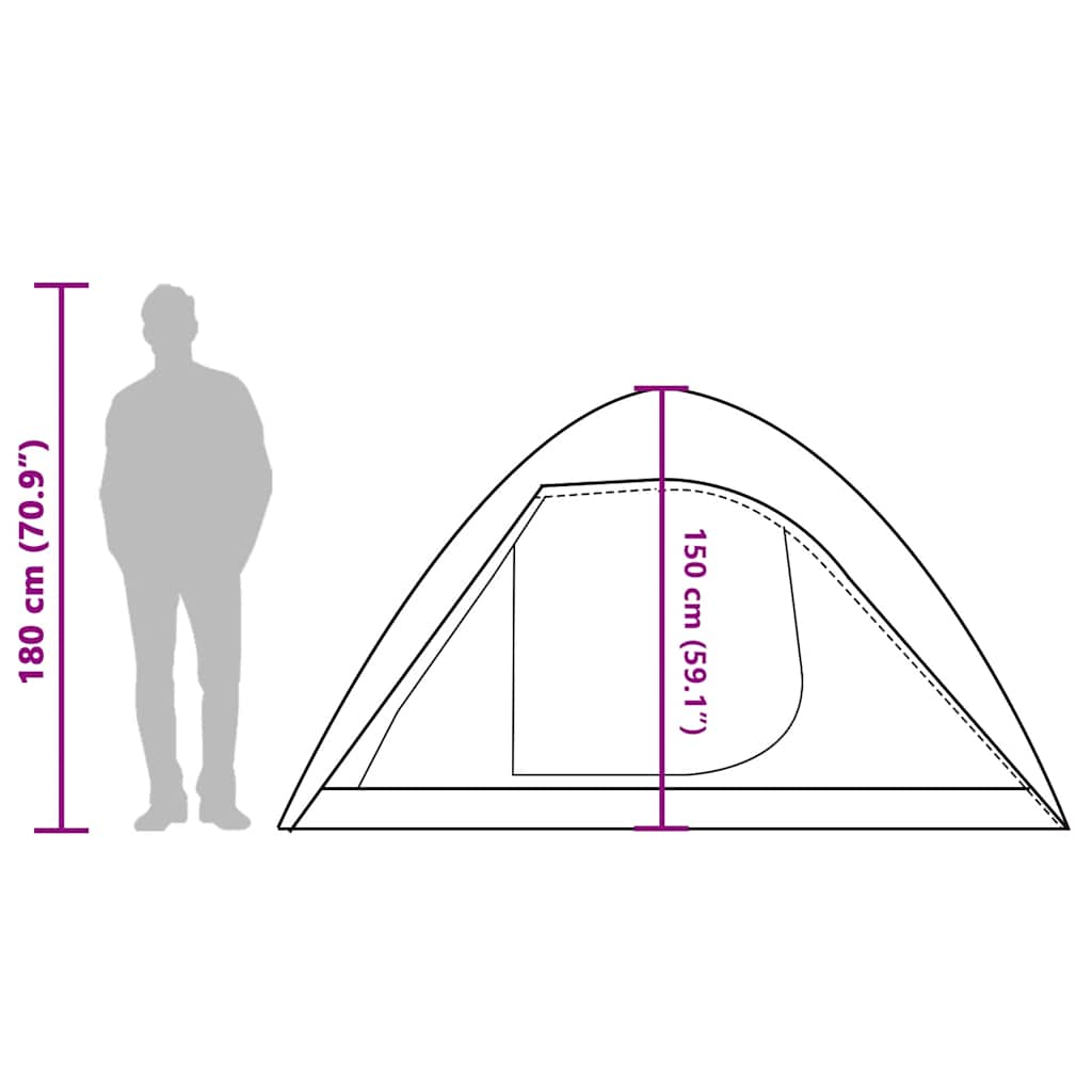 Tenda da Campeggio a Cupola 4 Persone Grigia Impermeabile