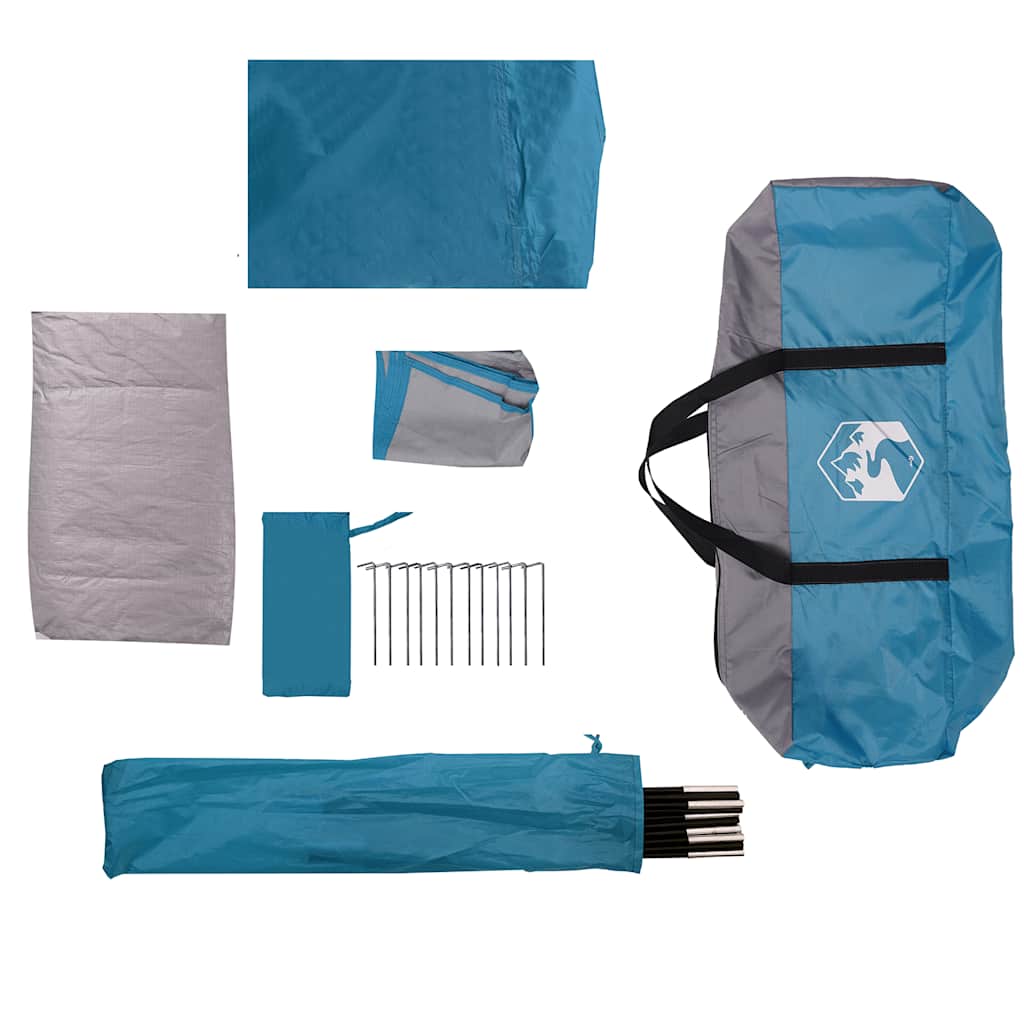 Tenda da Campeggio a Cupola per 4 Persone Blu Impermeabile