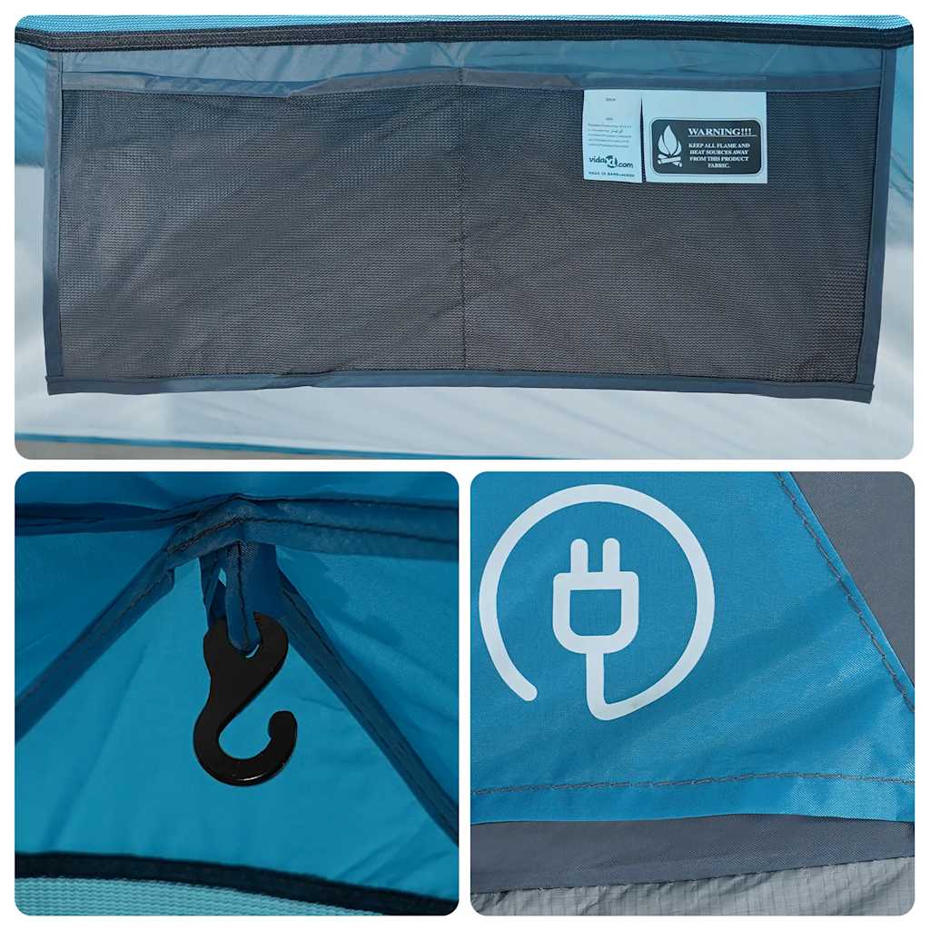 Tenda da Campeggio a Cupola per 4 Persone Blu Impermeabile
