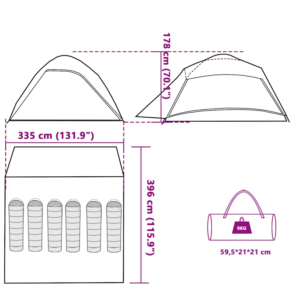 Tenda da Campeggio a Cupola per 4 Persone Blu Impermeabile