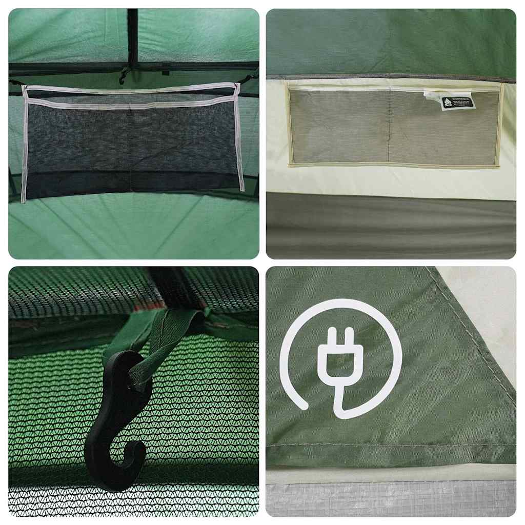 Tenda da Campeggio a Cupola per 4 Persone Verde Impermeabile