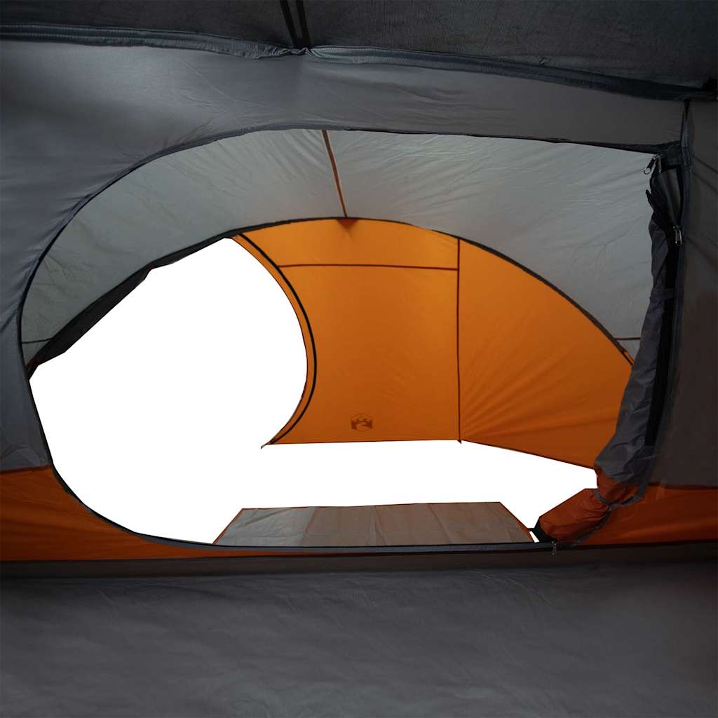 Tenda da Campeggio a Cupola 4 Persone Grigio e Arancione Impermeabile
