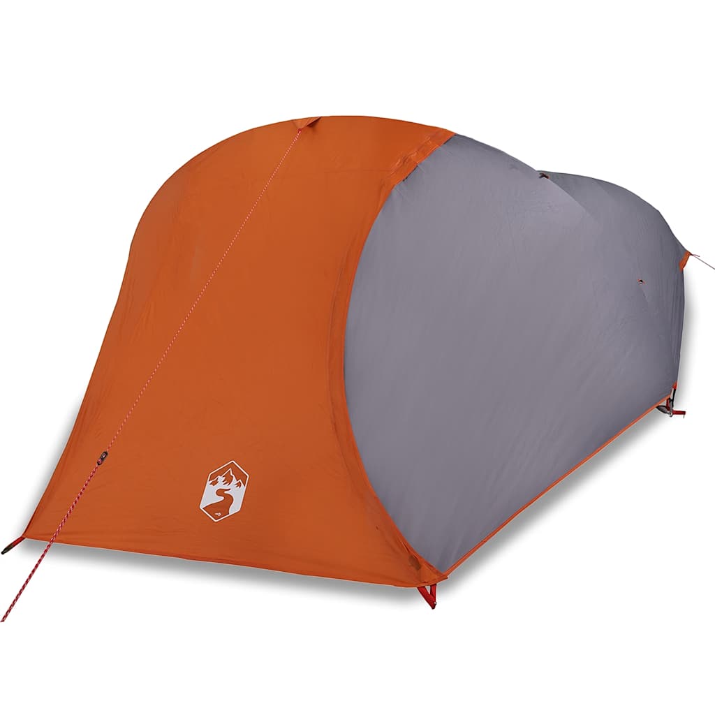 Tenda da Campeggio a Cupola 4 Persone Grigio e Arancione Impermeabile