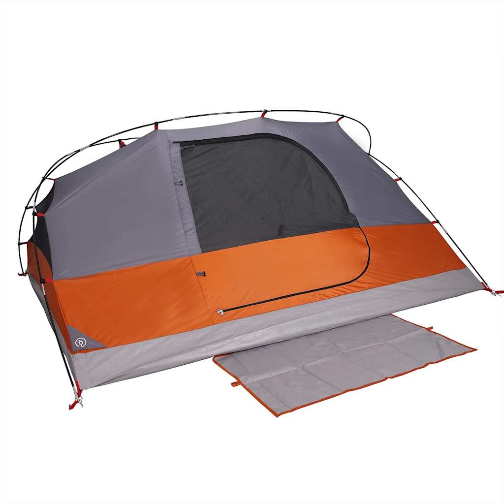 Tenda da Campeggio a Cupola 4 Persone Grigio e Arancione Impermeabile
