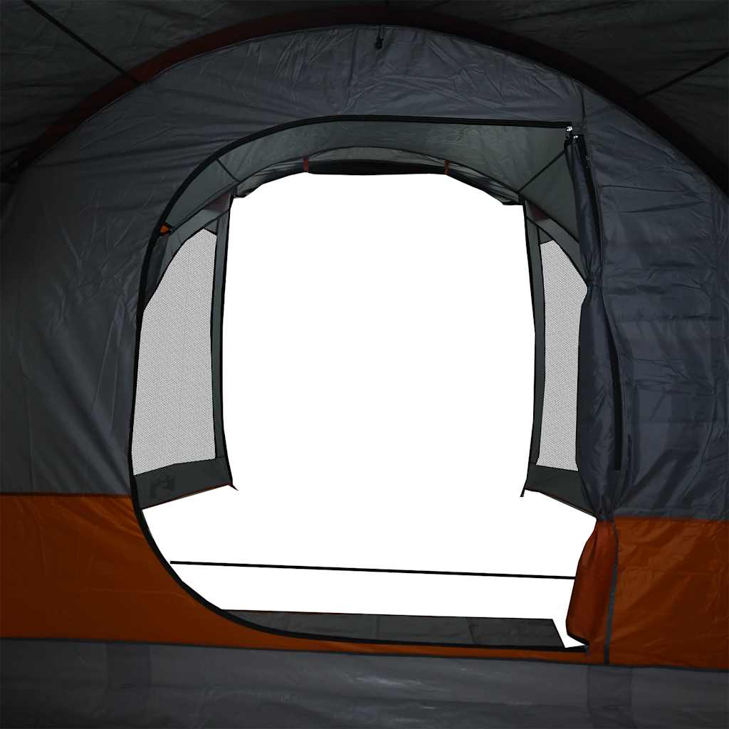 Tenda da Campeggio Familiare per 6 Persone Grigia e Arancione Impermeabile