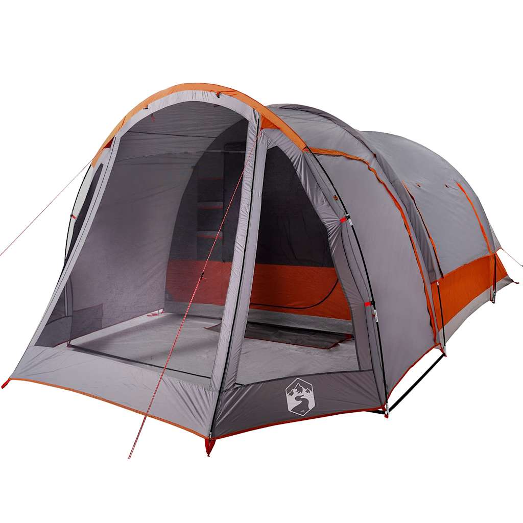 Tenda da Campeggio Familiare per 6 Persone Grigia e Arancione Impermeabile