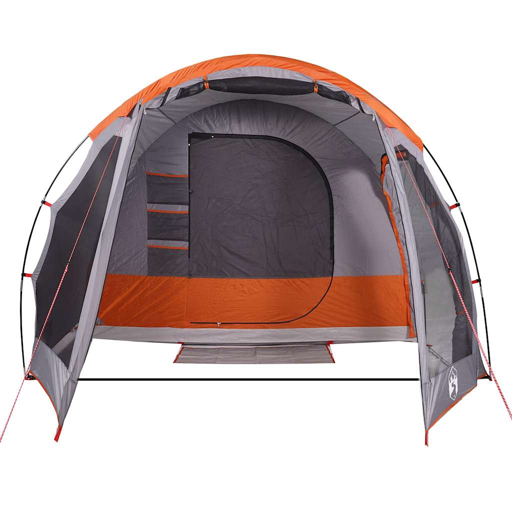 Tenda da Campeggio Familiare per 6 Persone Grigia e Arancione Impermeabile