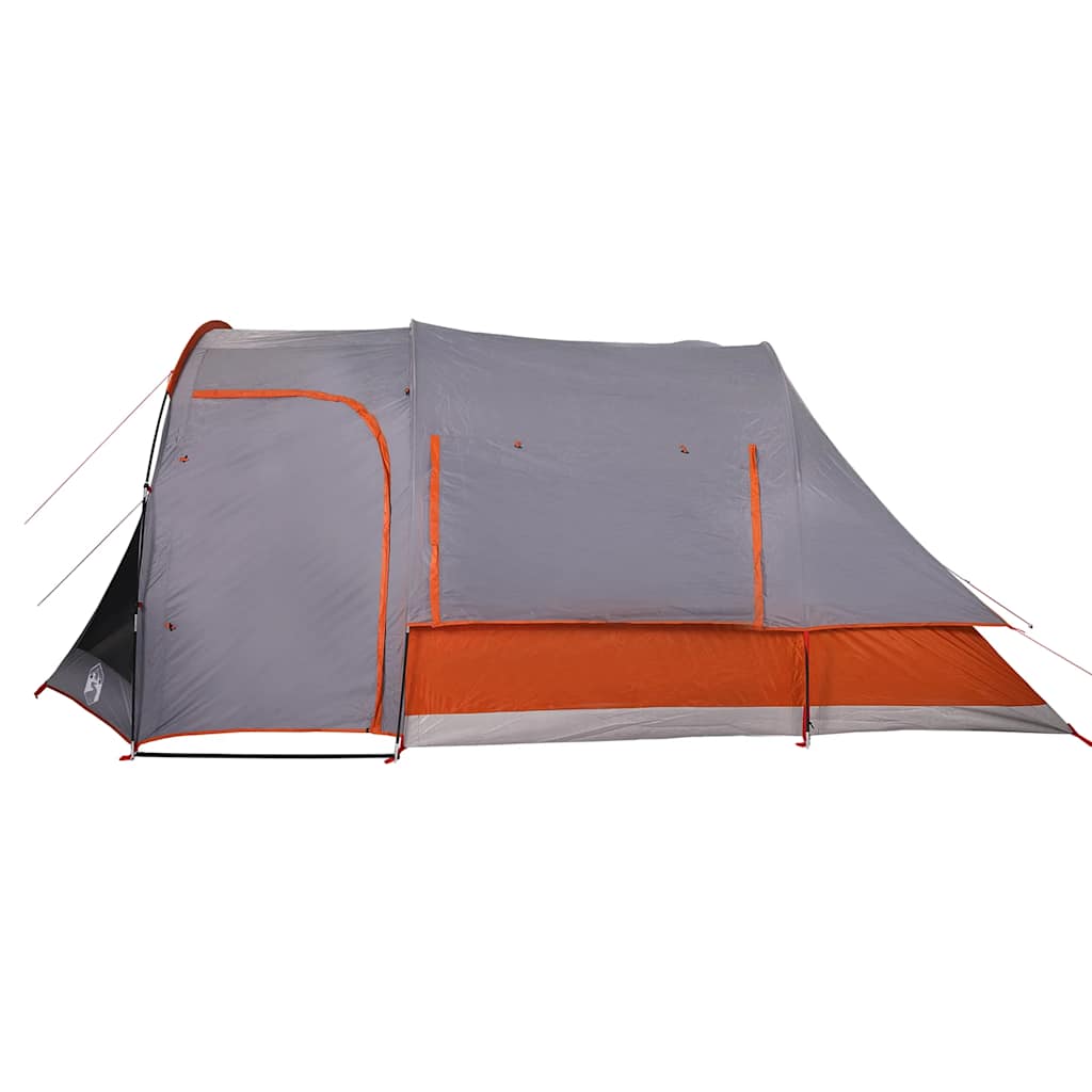 Tenda da Campeggio Familiare per 6 Persone Grigia e Arancione Impermeabile