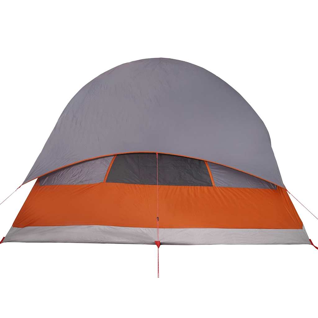 Tenda da Campeggio Familiare per 6 Persone Grigia e Arancione Impermeabile