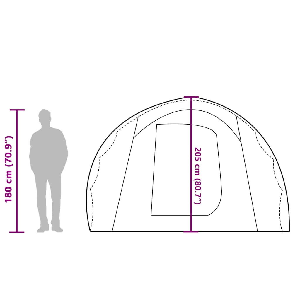 Tenda Familiare a Tunnel per 8 Persone Grigia e Arancione Impermeabile