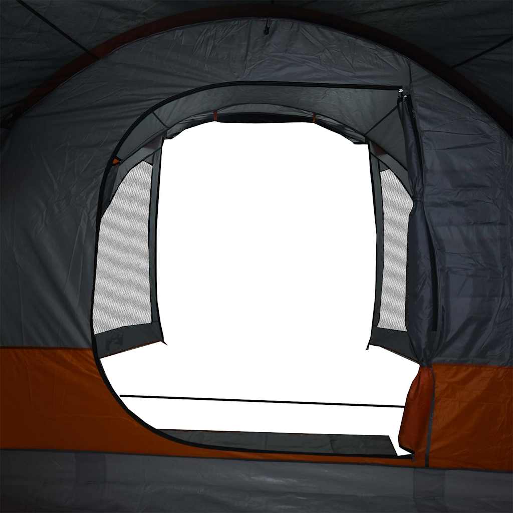 Tenda Familiare a Tunnel per 8 Persone Grigia e Arancione Impermeabile