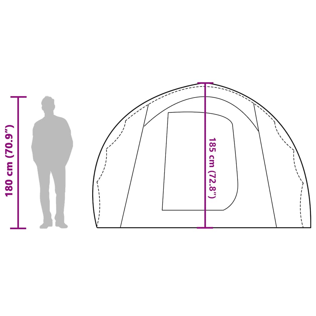 Tenda da Campeggio a Tunnel per 4 Persone Verde Impermeabile