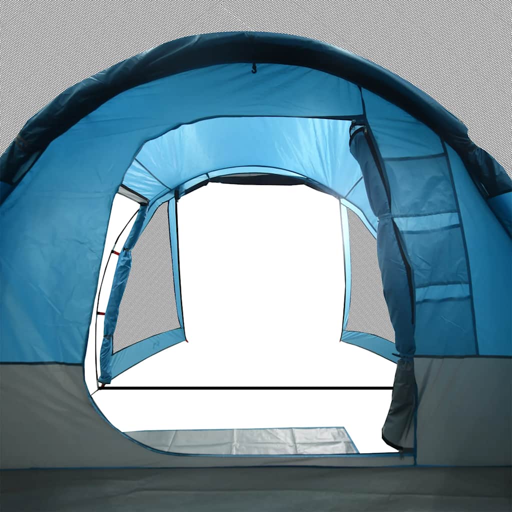 Tenda da Campeggio a Tunnel per 4 Persone Blu Impermeabile