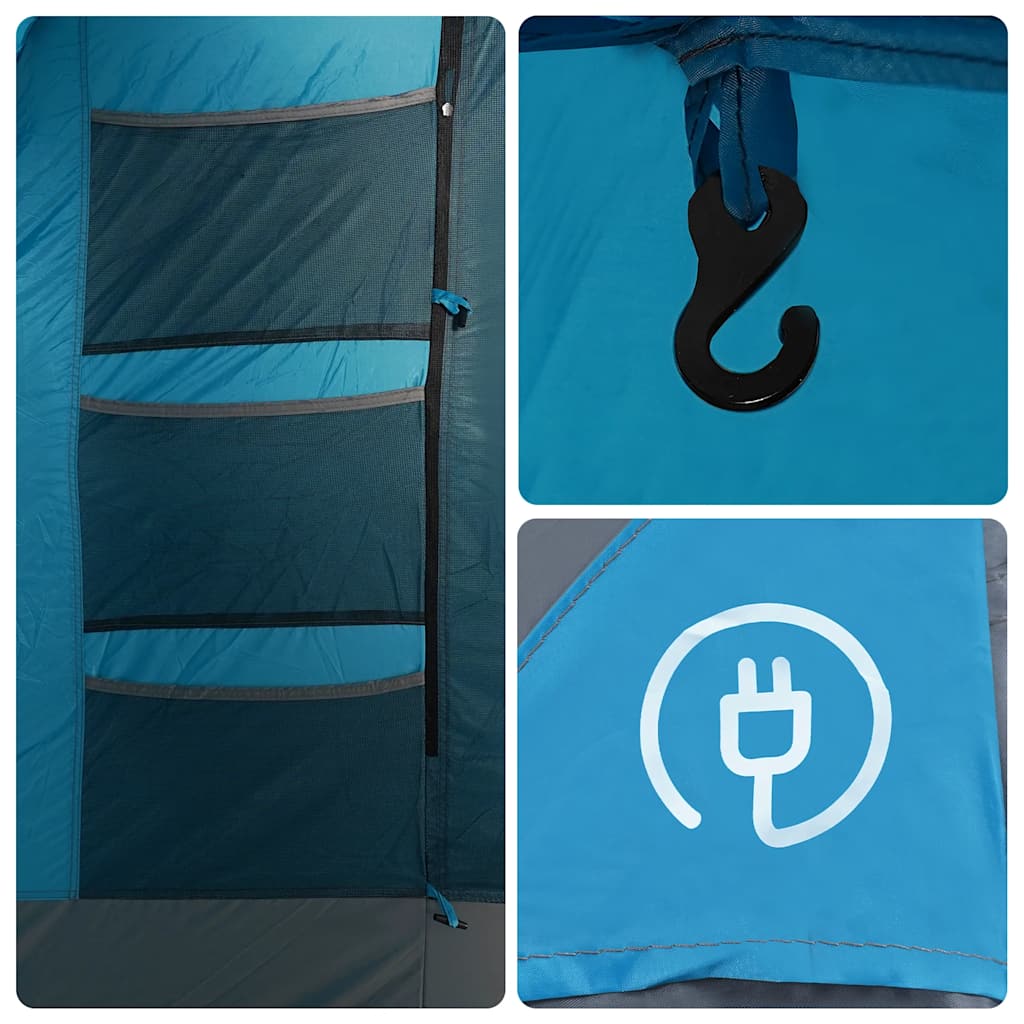 Tenda da Campeggio a Tunnel per 4 Persone Blu Impermeabile