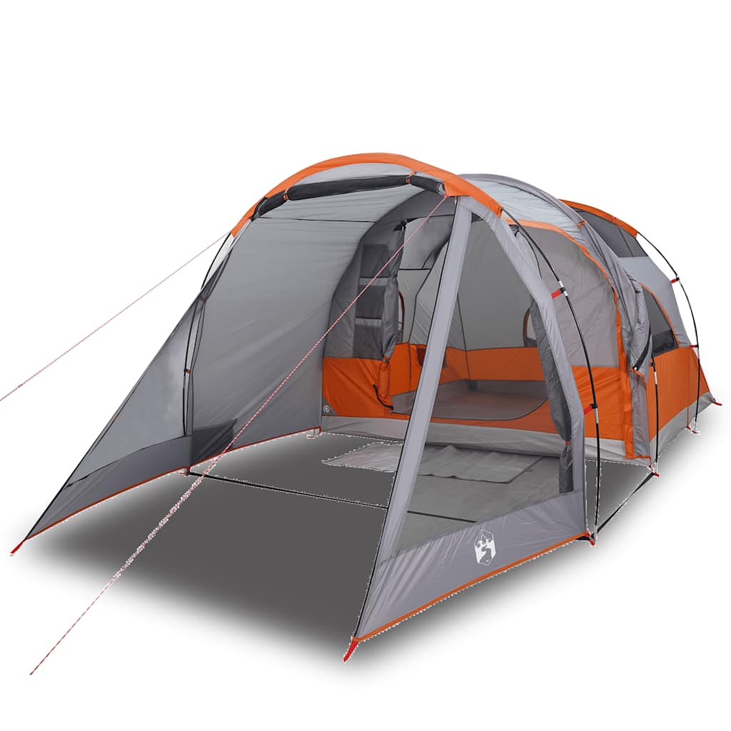 Tenda da Campeggio a Tunnel per 4 Persone Grigia e Arancione Impermeabile