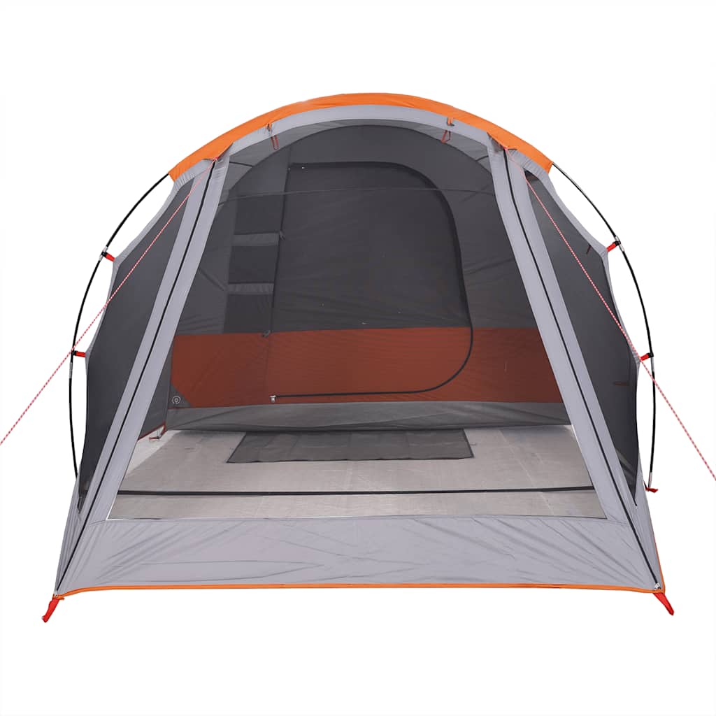 Tenda da Campeggio a Tunnel per 4 Persone Grigia e Arancione Impermeabile