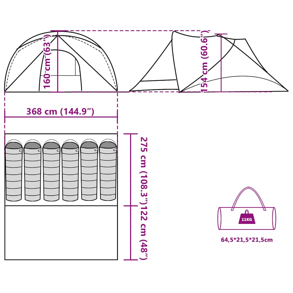 Tenda Familiare Cabina per 6 Persone Blu Impermeabile