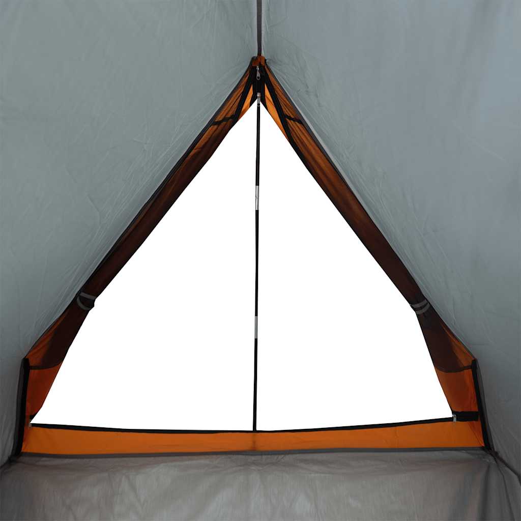 Tenda da Campeggio Telaio A per 2 Persone Grigia e Arancione Impermeabile