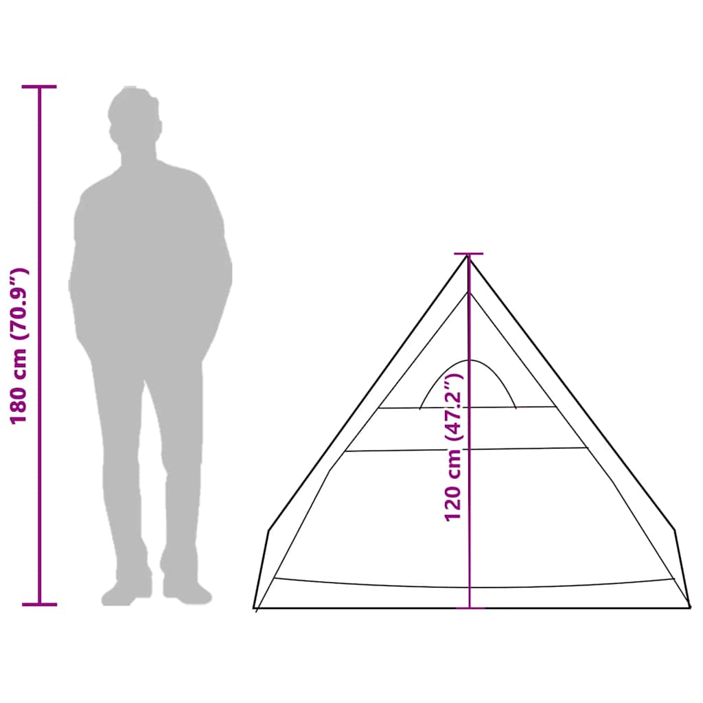 Tenda da Campeggio Telaio A per 2 Persone Grigia e Arancione Impermeabile