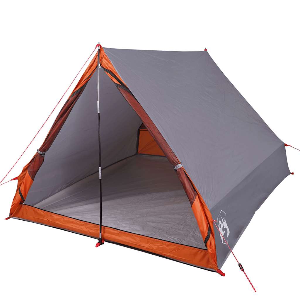 Tenda da Campeggio Telaio A per 2 Persone Grigia e Arancione Impermeabile