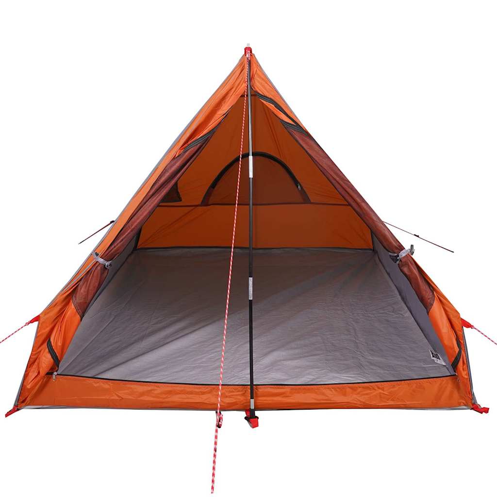 Tenda da Campeggio Telaio A per 2 Persone Grigia e Arancione Impermeabile