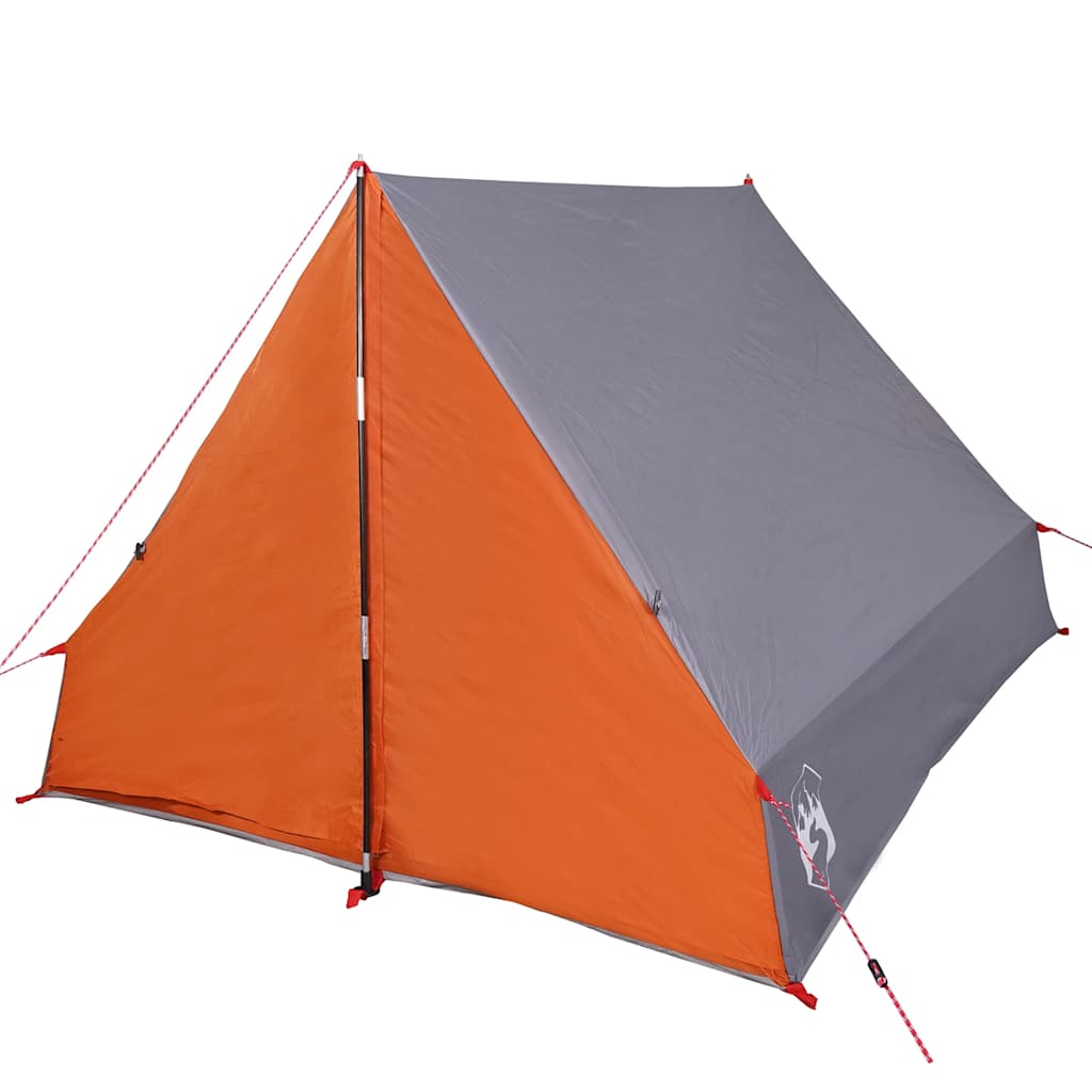 Tenda da Campeggio Telaio A per 2 Persone Grigia e Arancione Impermeabile