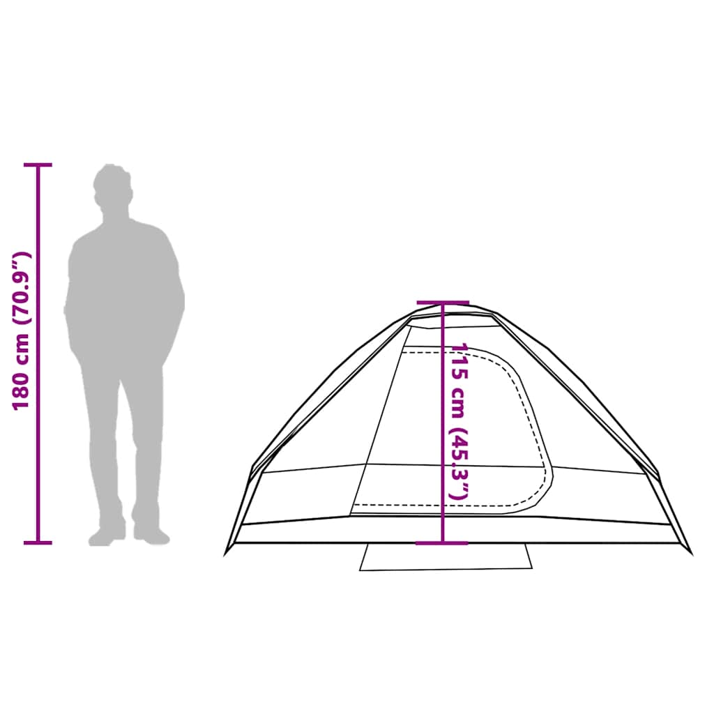 Tenda Campeggio a Cupola 2 Persone Bianca Tessuto Impermeabile