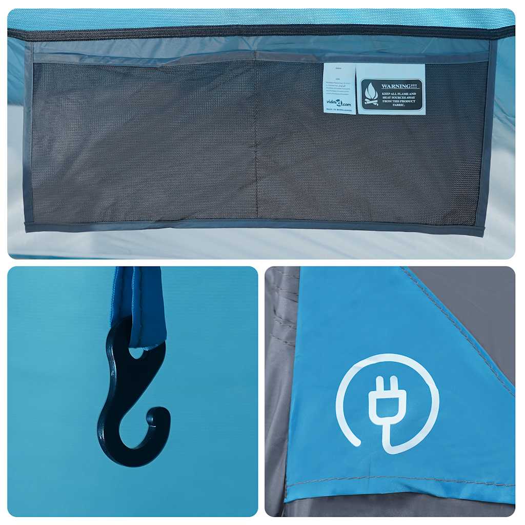 Tenda da Campeggio a Cupola per 4 Persone Blu Impermeabile