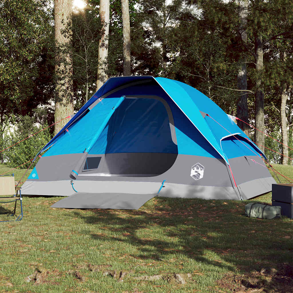 Tenda da Campeggio a Cupola per 4 Persone Blu Impermeabile