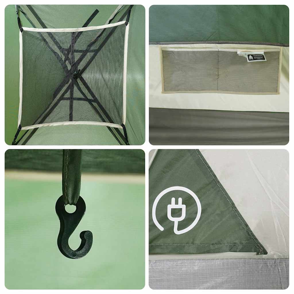 Tenda da Campeggio a Cupola per 6 Persone Verde Impermeabile