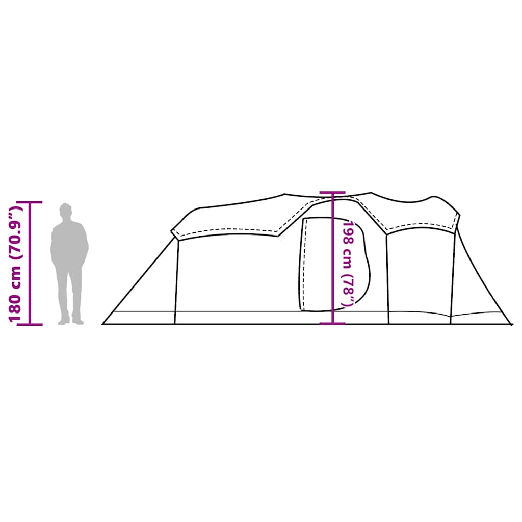 Tenda Familiare a Tunnel 8Persone Grigia Arancione Impermeabile