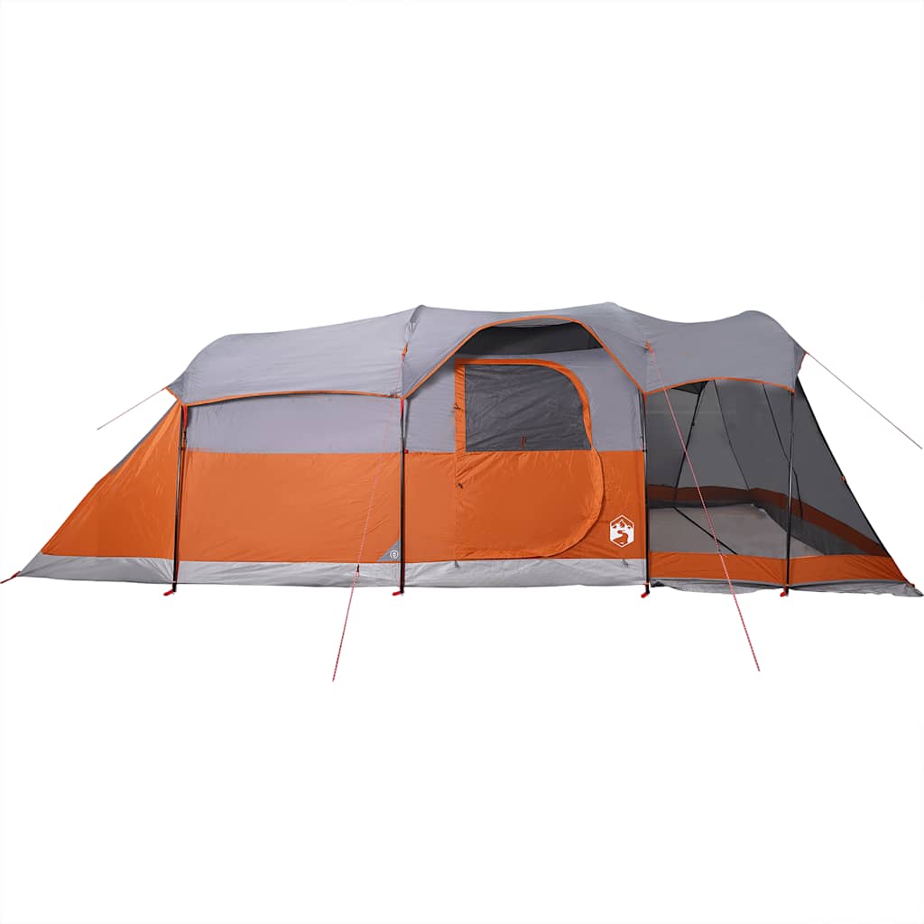 Tenda Familiare a Tunnel 8Persone Grigia Arancione Impermeabile