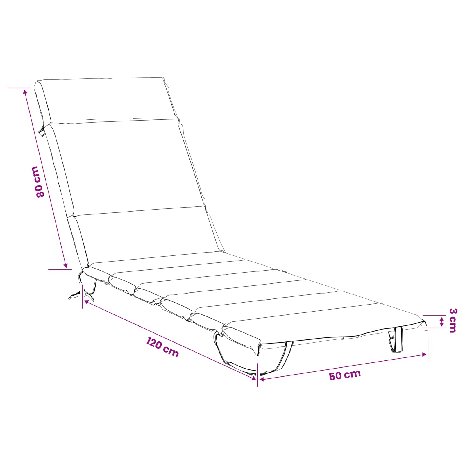 Cuscino per Lettino GEMERT 100% Poliestere Nero 200 x 50 x 3 cm